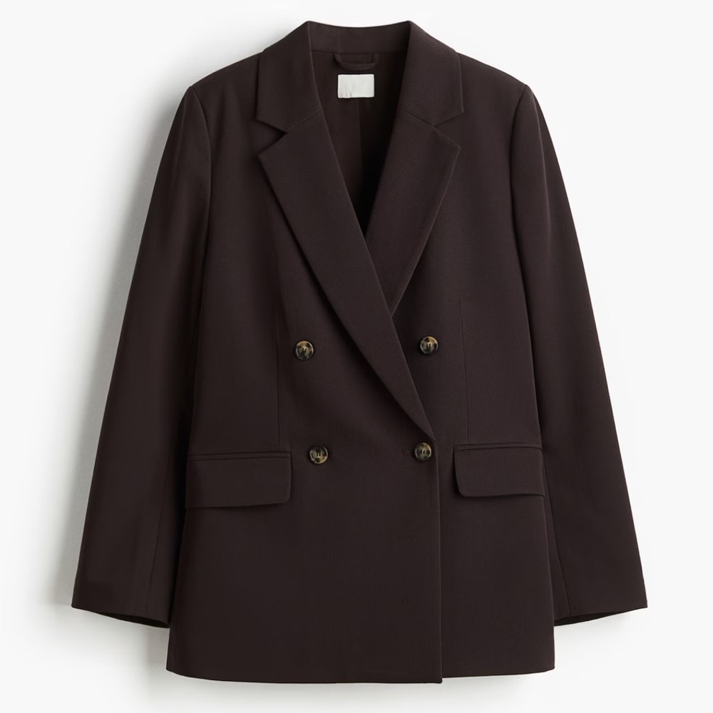 Elegant Brown Double-Breasted Women's Blazer & Wrap Skort Nwt